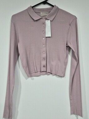 Urban Outfitters Lavender Cropped Button-Down Polo - Size M - New With Tags